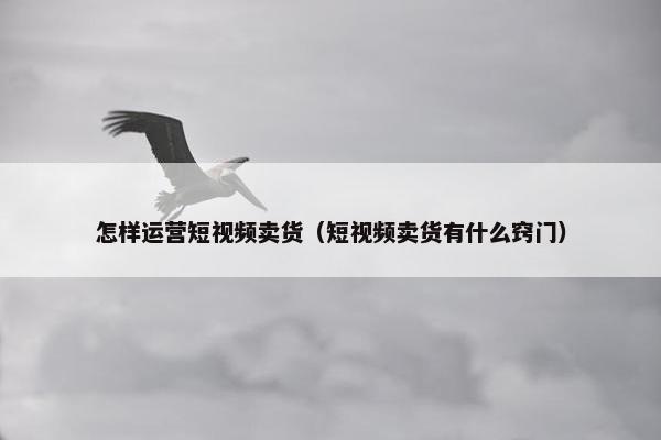 怎样运营短视频卖货（短视频卖货有什么窍门）