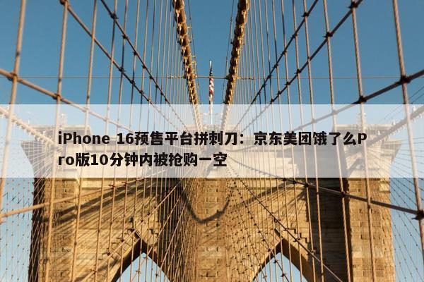 iPhone 16预售平台拼刺刀：京东美团饿了么Pro版10分钟内被抢购一空