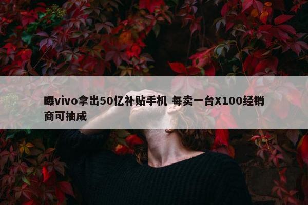 曝vivo拿出50亿补贴手机 每卖一台X100经销商可抽成