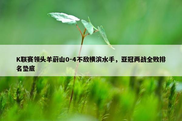 K联赛领头羊蔚山0-4不敌横滨水手，亚冠两战全败排名垫底