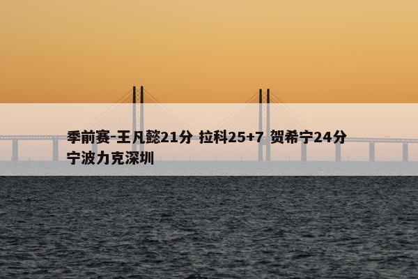 季前赛-王凡懿21分 拉科25+7 贺希宁24分 宁波力克深圳