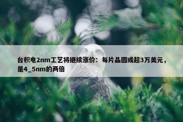 台积电2nm工艺将继续涨价：每片晶圆或超3万美元，是4_5nm的两倍