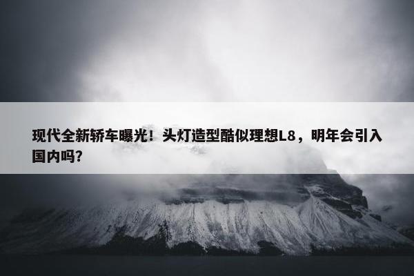 现代全新轿车曝光！头灯造型酷似理想L8，明年会引入国内吗？