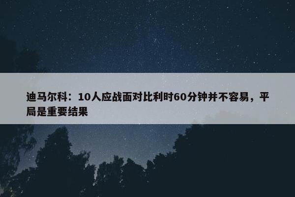 迪马尔科：10人应战面对比利时60分钟并不容易，平局是重要结果