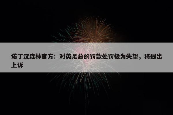 诺丁汉森林官方：对英足总的罚款处罚极为失望，将提出上诉