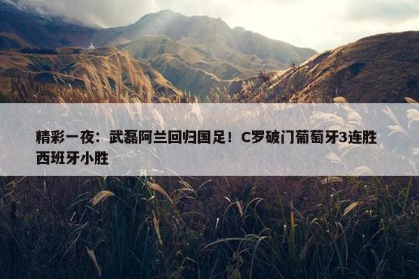 精彩一夜：武磊阿兰回归国足！C罗破门葡萄牙3连胜 西班牙小胜