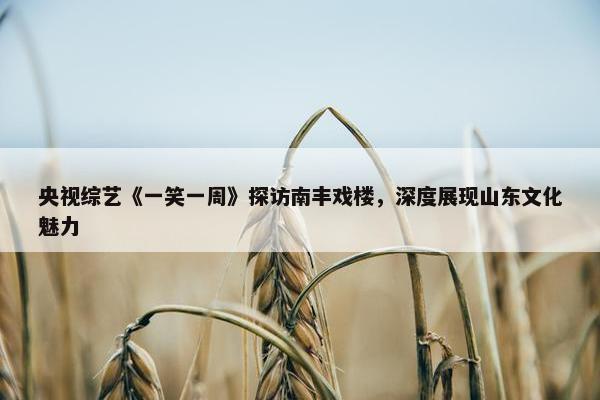 央视综艺《一笑一周》探访南丰戏楼，深度展现山东文化魅力