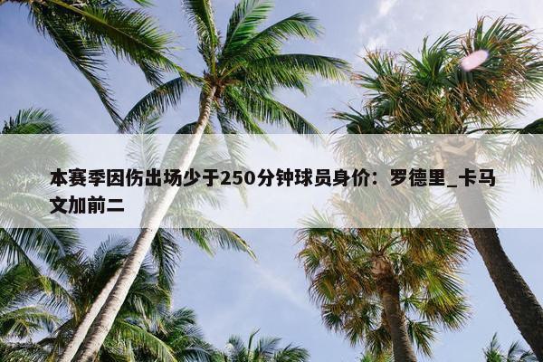 本赛季因伤出场少于250分钟球员身价：罗德里_卡马文加前二