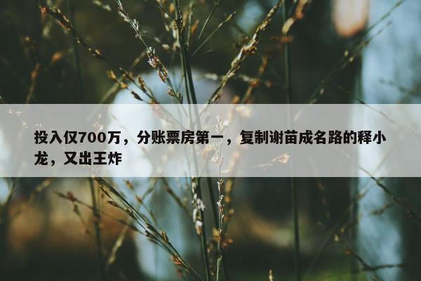 投入仅700万，分账票房第一，复制谢苗成名路的释小龙，又出王炸