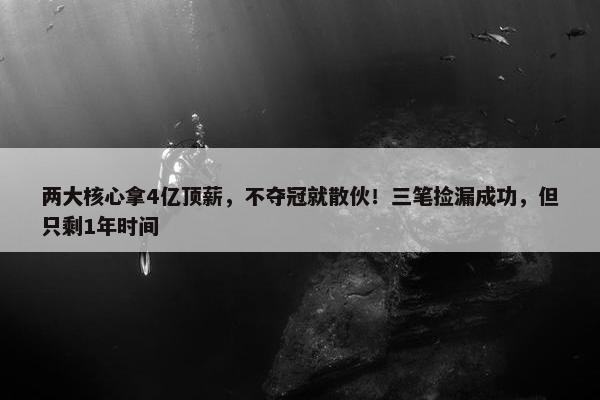 两大核心拿4亿顶薪，不夺冠就散伙！三笔捡漏成功，但只剩1年时间