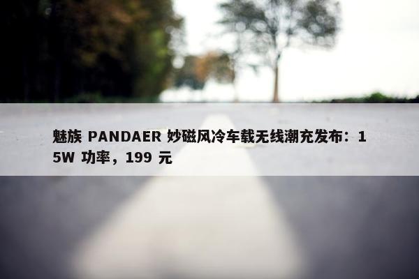 魅族 PANDAER 妙磁风冷车载无线潮充发布：15W 功率，199 元