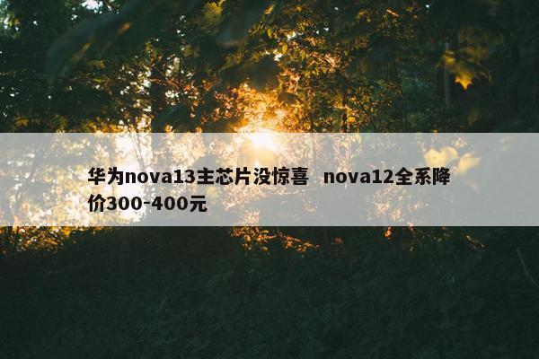 华为nova13主芯片没惊喜  nova12全系降价300-400元