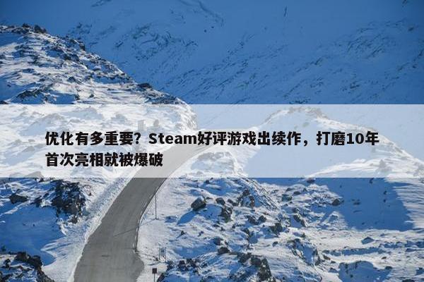 优化有多重要？Steam好评游戏出续作，打磨10年首次亮相就被爆破