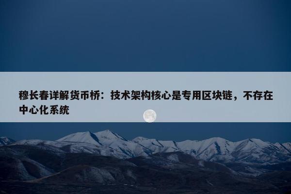 穆长春详解货币桥：技术架构核心是专用区块链，不存在中心化系统