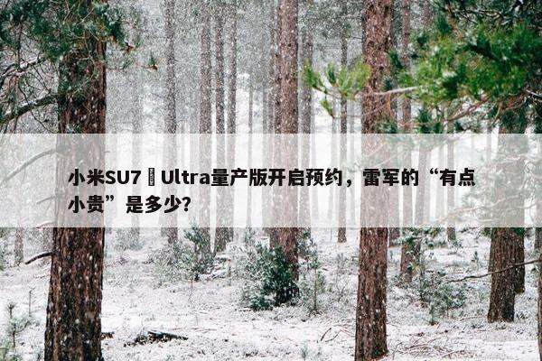 小米SU7 Ultra量产版开启预约，雷军的“有点小贵”是多少？