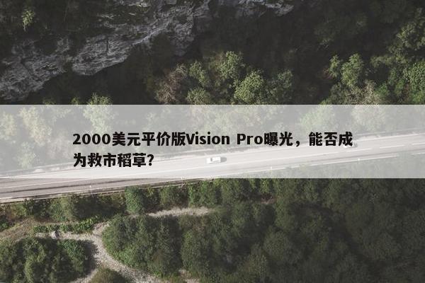 2000美元平价版Vision Pro曝光，能否成为救市稻草？