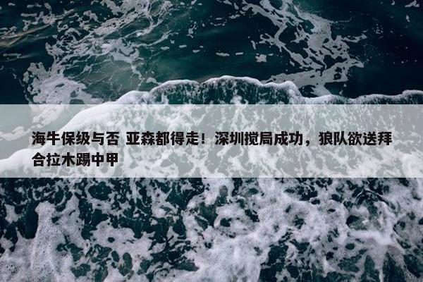 海牛保级与否 亚森都得走！深圳搅局成功，狼队欲送拜合拉木踢中甲