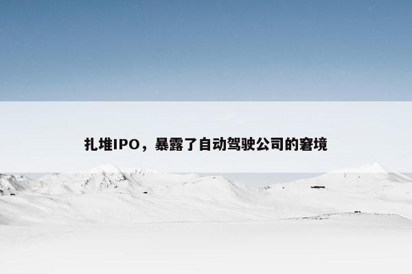 扎堆IPO，暴露了自动驾驶公司的窘境