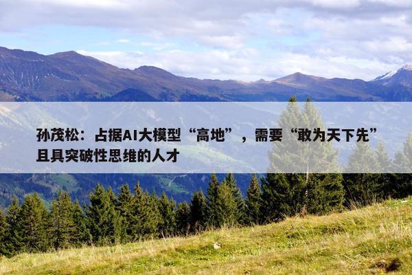 孙茂松：占据AI大模型“高地”，需要“敢为天下先”且具突破性思维的人才