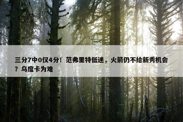 三分7中0仅4分！范弗里特低迷，火箭仍不给新秀机会？乌度卡为难