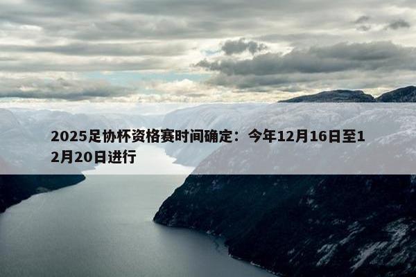 2025足协杯资格赛时间确定：今年12月16日至12月20日进行