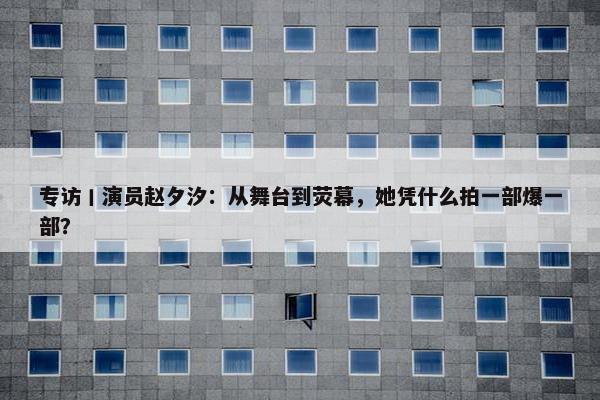 专访丨演员赵夕汐：从舞台到荧幕，她凭什么拍一部爆一部？