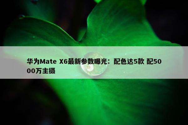 华为Mate X6最新参数曝光：配色达5款 配5000万主摄