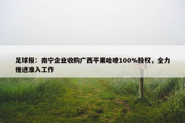 足球报：南宁企业收购广西平果哈嘹100%股权，全力推进准入工作