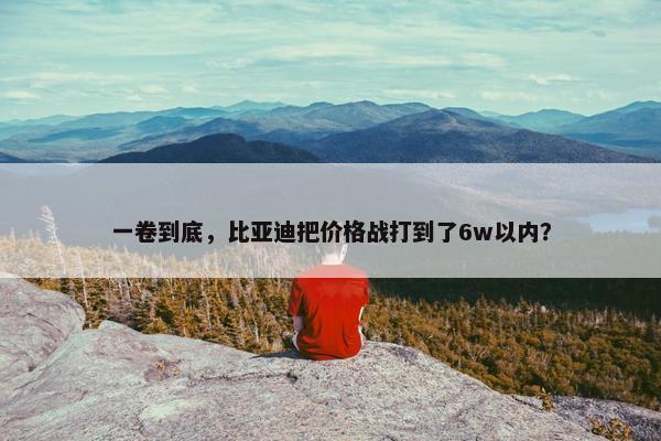 一卷到底，比亚迪把价格战打到了6w以内？