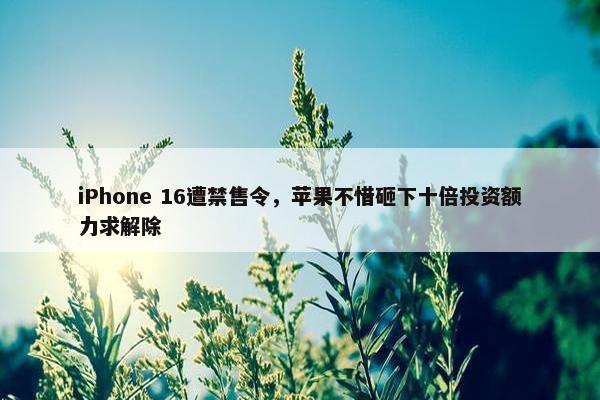 iPhone 16遭禁售令，苹果不惜砸下十倍投资额力求解除