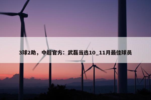 3球2助，中超官方：武磊当选10_11月最佳球员