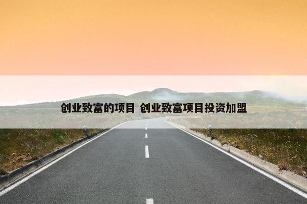 创业致富的项目 创业致富项目投资加盟