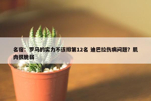 名宿：罗马的实力不该排第12名 迪巴拉伤病问题？肌肉很脆弱