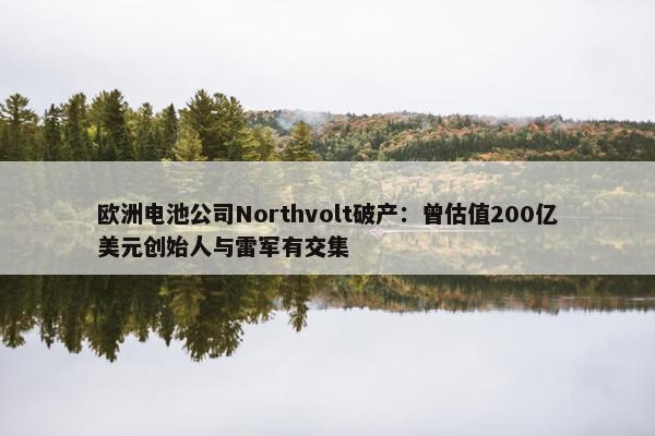 欧洲电池公司Northvolt破产：曾估值200亿美元创始人与雷军有交集