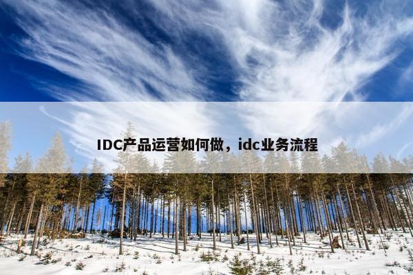 IDC产品运营如何做，idc业务流程