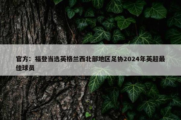 官方：福登当选英格兰西北部地区足协2024年英超最佳球员