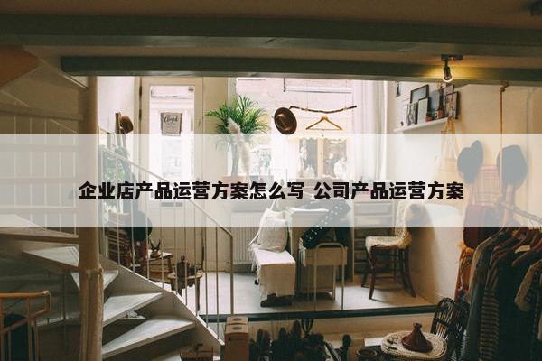 企业店产品运营方案怎么写 公司产品运营方案