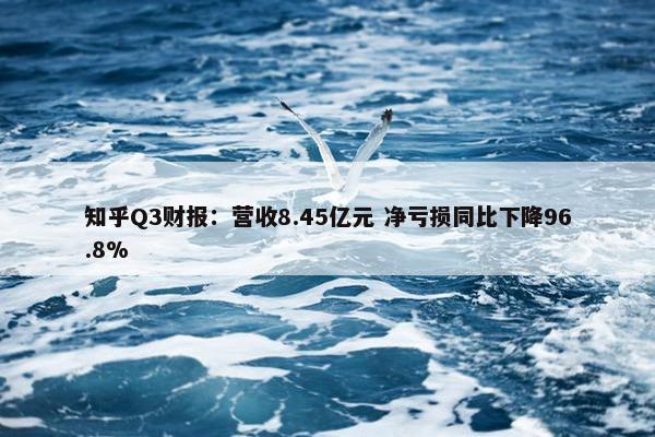 知乎Q3财报：营收8.45亿元 净亏损同比下降96.8%