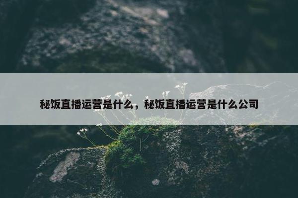 秘饭直播运营是什么，秘饭直播运营是什么公司